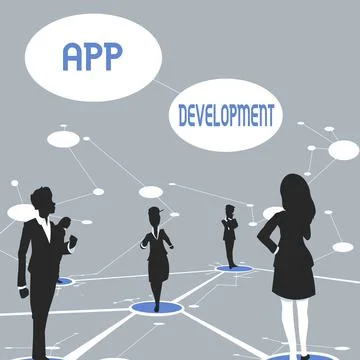 Writing displaying text App Development. Concept meaning producing computer Stock Illustration
