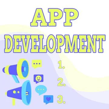 Writing displaying text App Development. Business concept producing computer 스톡 일러스트