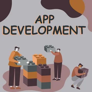 Writing displaying text App Development. Business overview Development services Ilustración de archivo