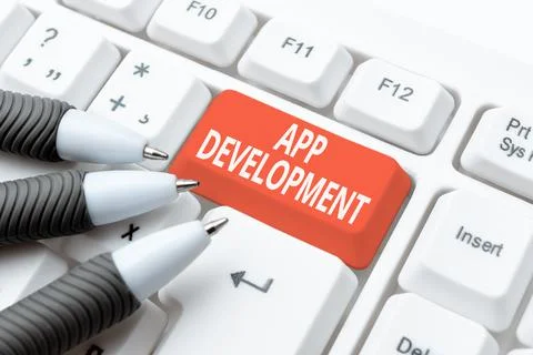 Writing displaying text App Development. Conceptual photo the act or process by 스톡 사진