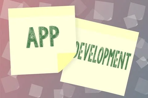Writing displaying text App DevelopmentDevelopment services for awesome mobile 스톡 일러스트