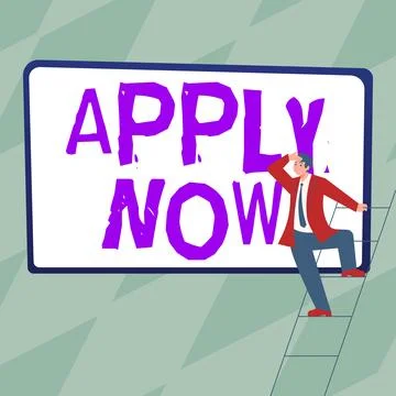 Writing displaying text Apply Now. Word Written on An act of a person to acquire Stock Illustration