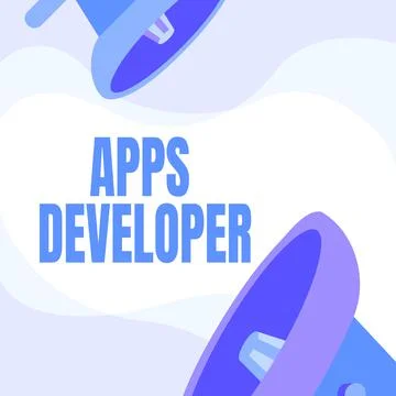 Writing displaying text Apps Developer. Internet Concept Graphic artist Software Stockillustratie