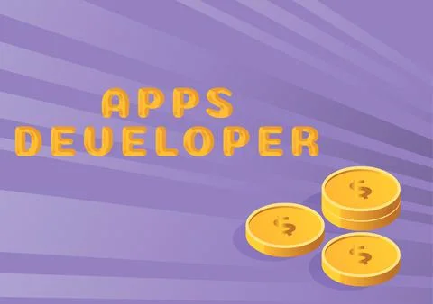 Writing displaying text Apps Developer. Concept meaning Setting oneself on the Stock Illustration
