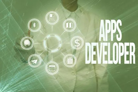 Writing displaying text Apps Developer. Business overview Graphic artist Stock Photos
