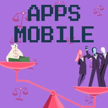 Writing displaying text Apps Mobile. Concept meaning computer program designed Illustrazione stock