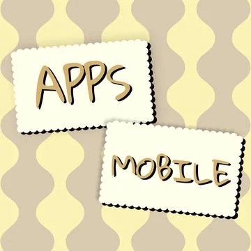 Writing displaying text Apps Mobile. Business idea computer program designed to 스톡 일러스트