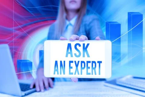Writing displaying text Ask An Expert. Business overview consult someone who has Stock-Fotos
