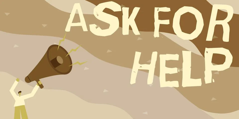 Writing displaying text Ask For Help. Business approach Request to support Illustrazione stock