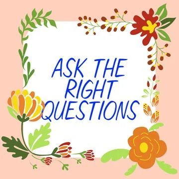 Writing displaying text Ask The Right Questions. Business concept Look for a Stock Illustration