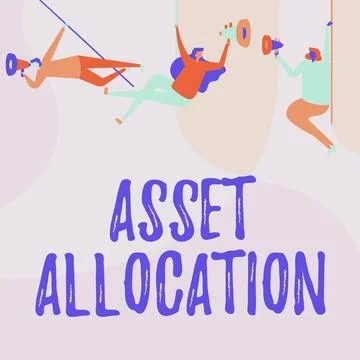 Writing displaying text Asset Allocation. Business idea proportion and 스톡 일러스트