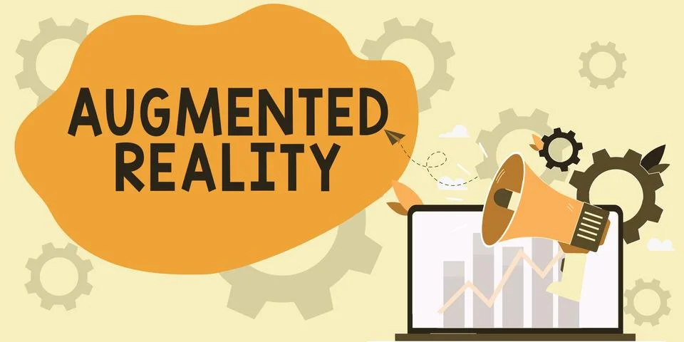 Writing displaying text Augmented Reality. Internet Concept technology that Stock-Illustration