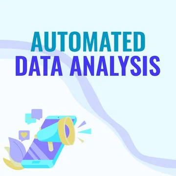Writing displaying text Automated Data Analysis. Word for automatic decision Illustrazione stock