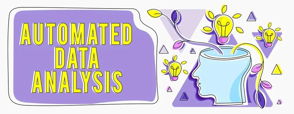 Writing displaying text Automated Data Analysis. Business showcase Artificial Stockillustratie