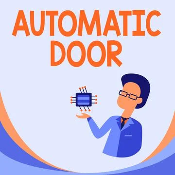 Writing displaying text Automatic Door. Internet Concept opens automatically Stock Illustration