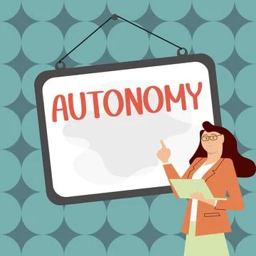 Writing displaying text Autonomy. Word Written on vehicle that can guide itself Stock Illustration