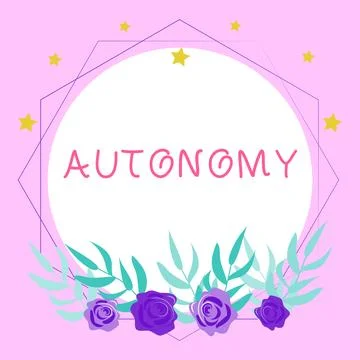 Writing displaying text Autonomy. Word Written on vehicle that can guide itself Stock Illustration
