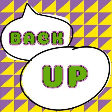 Writing displaying text Back Up. Business overview saving important data into Stock Illustration