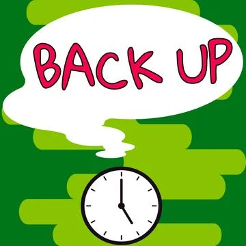 Writing displaying text Back Up. Concept meaning saving important data into Stock Illustration