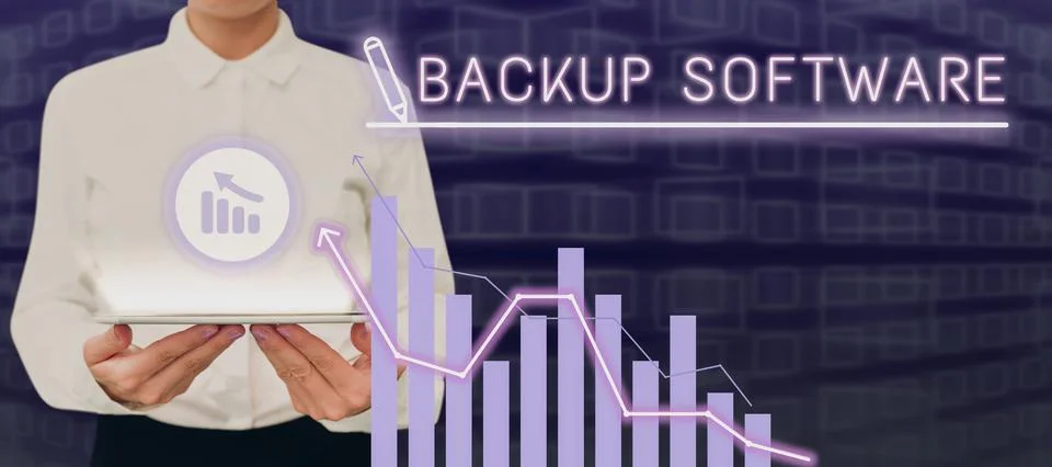 Writing displaying text Backup Software. Word Written on create extra exact Stock Photos