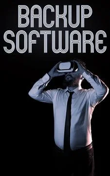Writing displaying text Backup Software. Business showcase create extra exact Foto stock