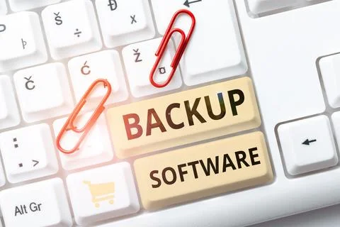 Writing displaying text Backup Software. Word Written on create extra exact Foto stock