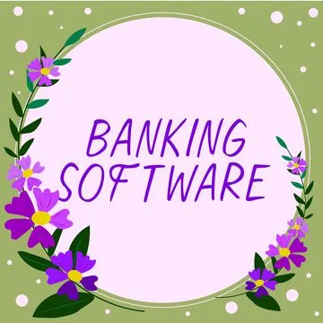 Writing displaying text Banking Software. Word for a sentence or phrase used to 스톡 일러스트