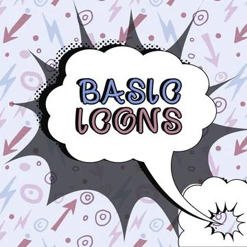 Writing displaying text Basic Icons. Business overview pictogram or ideogram Stock Illustration
