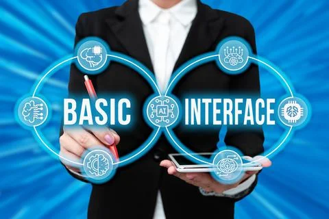 Writing displaying text Basic Interface. Concept meaning boundary across which 库存照片