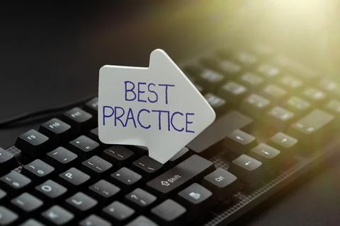 Writing displaying text Best Practice. Concept meaning Method Systematic Fotos Stock