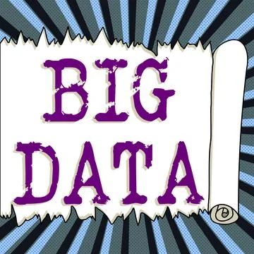 Writing displaying text Big Data. Word for sets that so complex that traditional Stock Illustration