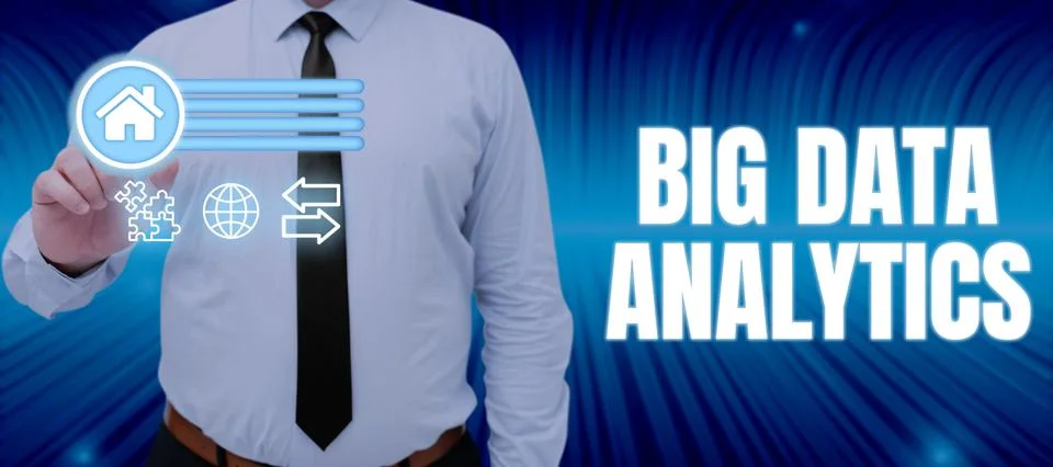 Writing displaying text Big Data AnalyticsThe process of examining large and Fotos de archivo