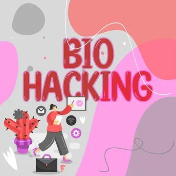 Writing displaying text Bio Hacking. Internet Concept exploiting genetic Stockillustratie