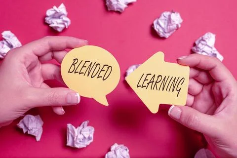 Writing displaying text Blended Learning. Word Written on combines traditional Stock Photos