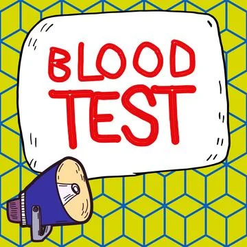 Writing displaying text Blood Test. Word Written on Extracted blood sample from Stock Illustration