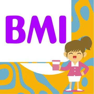 Writing displaying text Bmi. Word for Method of estimating body fat levels based Stock Illustration