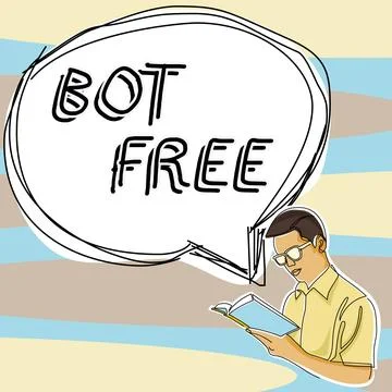 Writing displaying text Bot Free. Business showcase a computer program that Stockillustratie