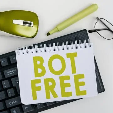 Writing displaying text Bot Free. Internet Concept a computer program that works Stock Photos