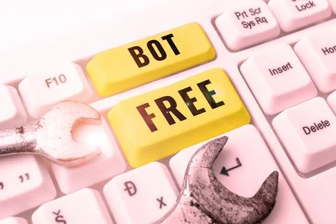 Writing displaying text Bot Free. Word for a computer program that works 스톡 사진