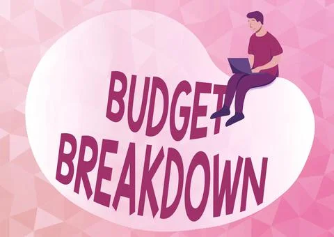 Writing displaying text Budget Breakdown. Business idea dividing the cost of Ilustração Stock