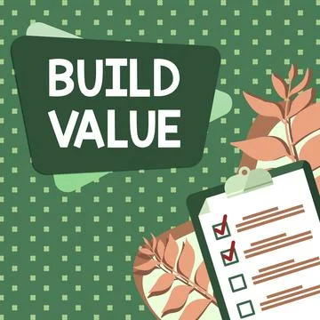 Writing displaying text Build Value. Business idea efficient enough way that it 스톡 일러스트