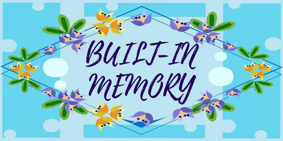 Writing displaying text Built In Memory. Internet Concept device or feature are Stockillustratie
