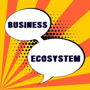 Writing displaying text Business Ecosystem. Concept meaning Develop and Illustrazione stock