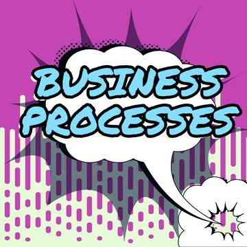 Writing displaying text Business ProcessesMethods practices involves in running Stock Illustration