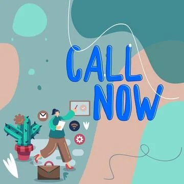 Writing displaying text Call Now. Concept meaning To immediately contact a Illustration