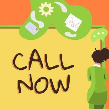 Writing displaying text Call Now. Word Written on To immediately contact a Stockillustratie