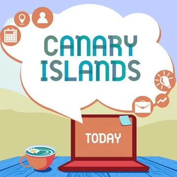 Writing displaying text Canary Islands. Business concept a group of mountainous Illustration