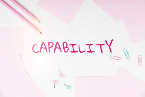 Writing displaying text Capability. Business showcase the facility or potential 库存插图