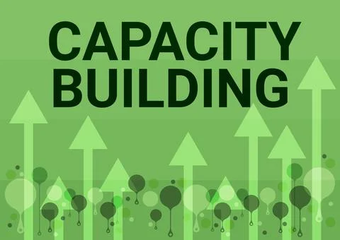 Writing displaying text Capacity Building. Word for process by which individuals Ilustración de archivo