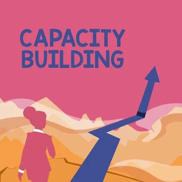 Writing displaying text Capacity Building. Word for Strengthen the abilities of Ilustración de archivo